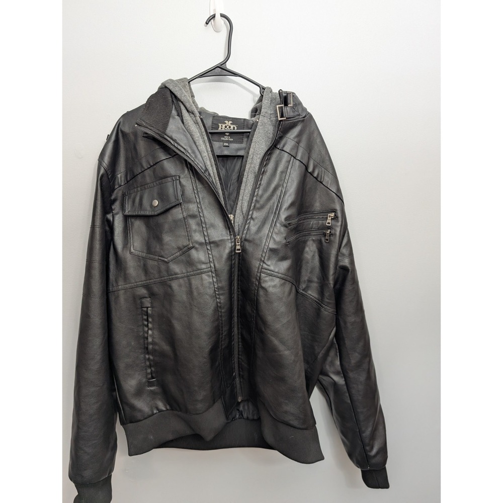 A1 HOOD CREW Men's Genuine Leather Black Jacket – Men Xmas Gift‎ Fast Ship 2XL